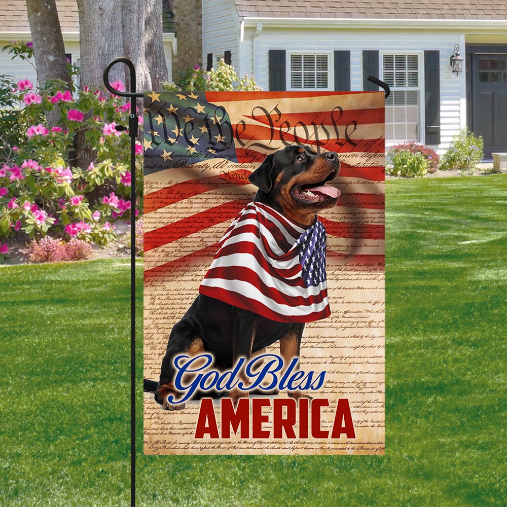Bimipi American Flag - Patriotic Rottweiler Dog 4th Of july God Bless America Flag Wrapped in Glory TQN1316Fv1