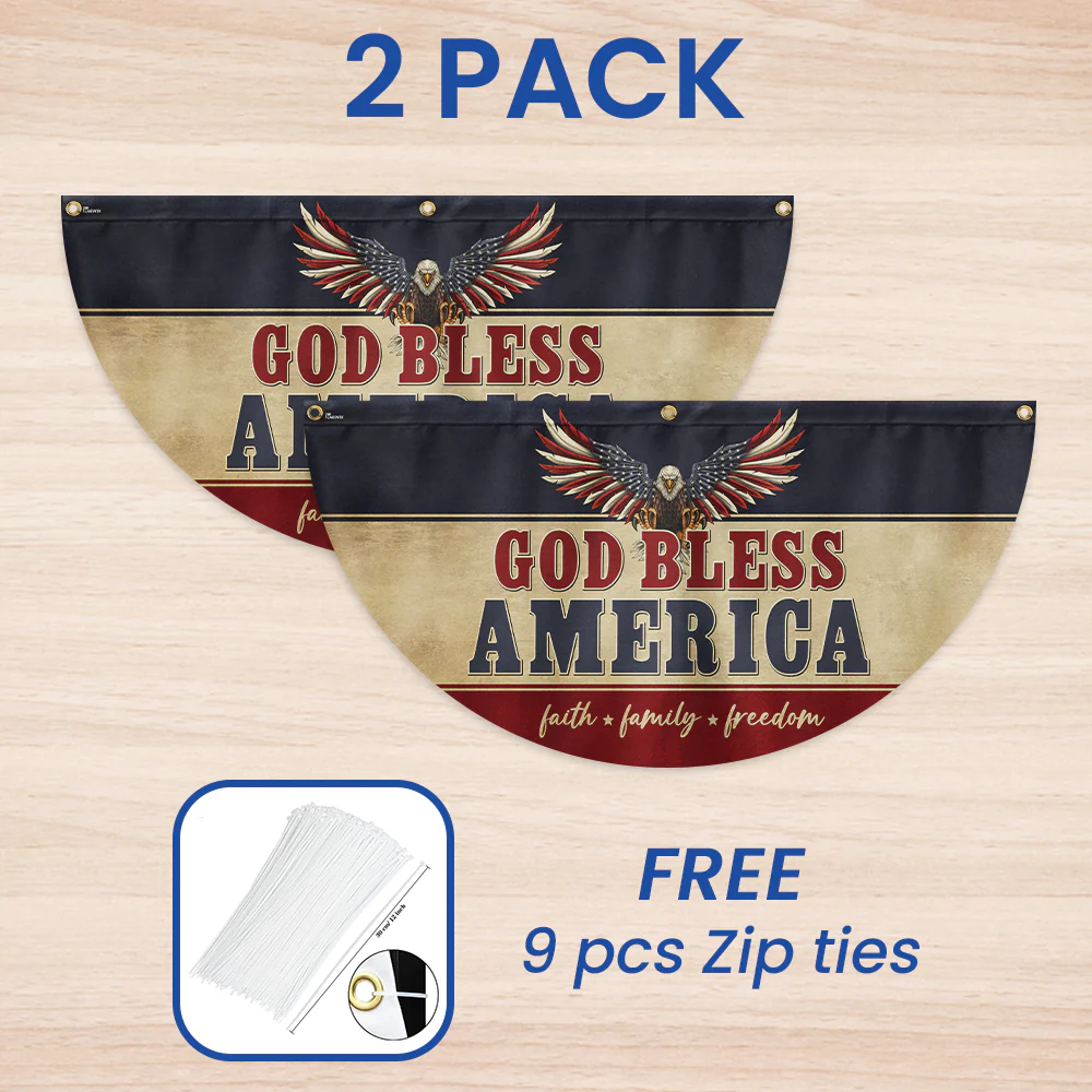 God Bless America Faith Family Freedom Non-Pleated Fan Flag