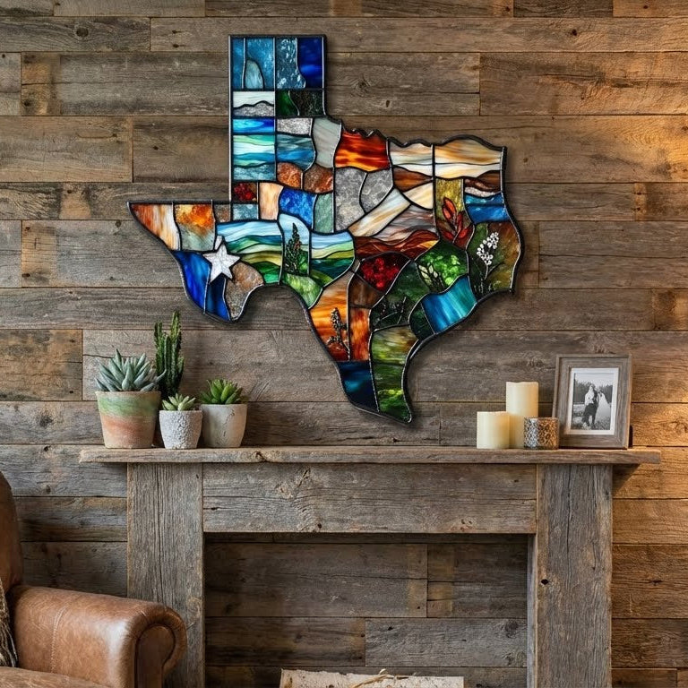 Texas Map Hanging Metal Sign, Wall Art