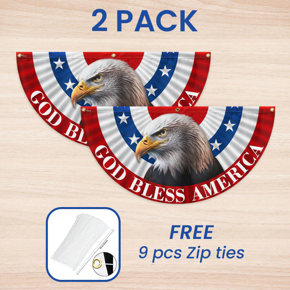 Bimipi American Flag - Eagle God Bless America Non-Pleated Fan Flag