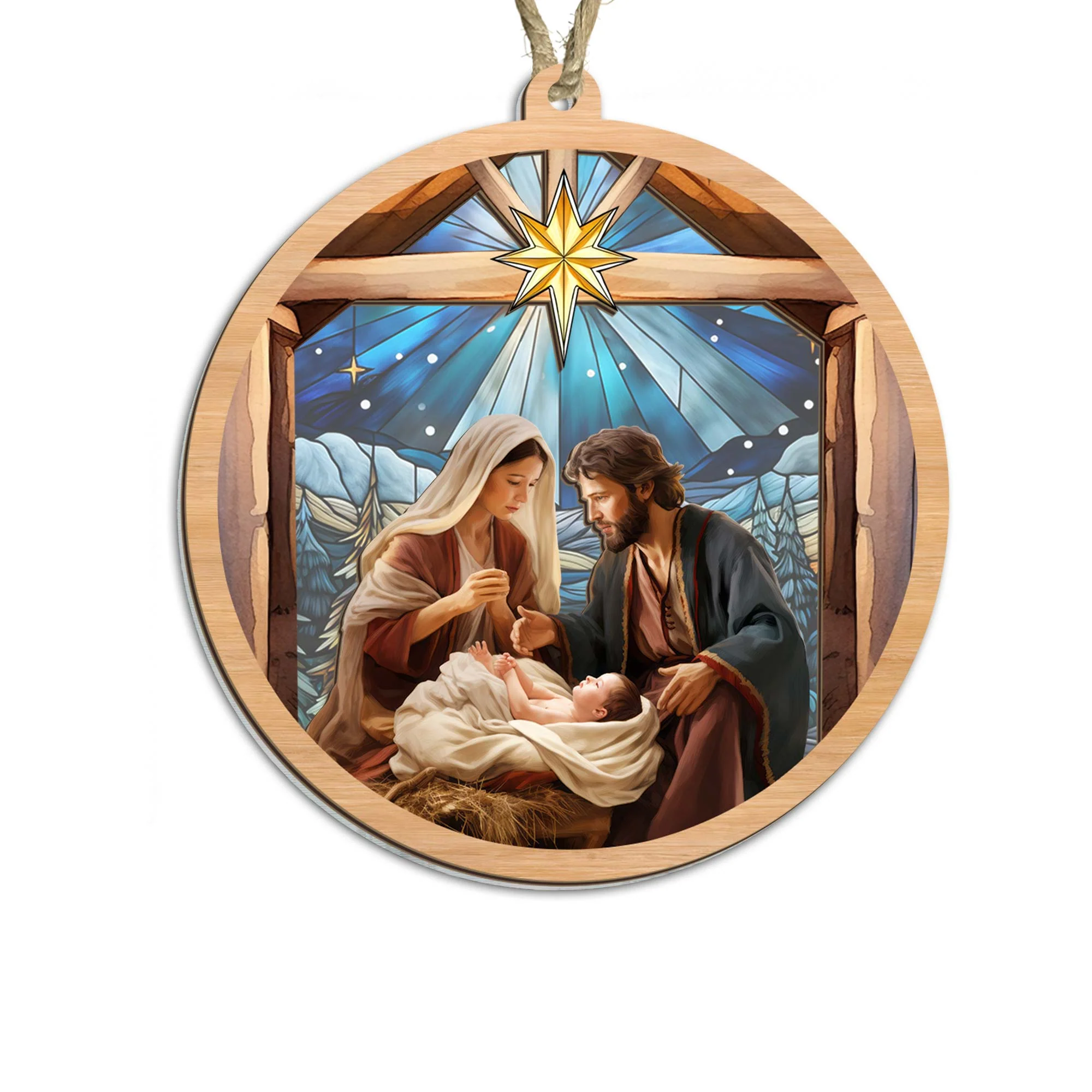 Christmas Ornament, Nativity of Jesus O Holy Night Christmas Suncatcher Ornament