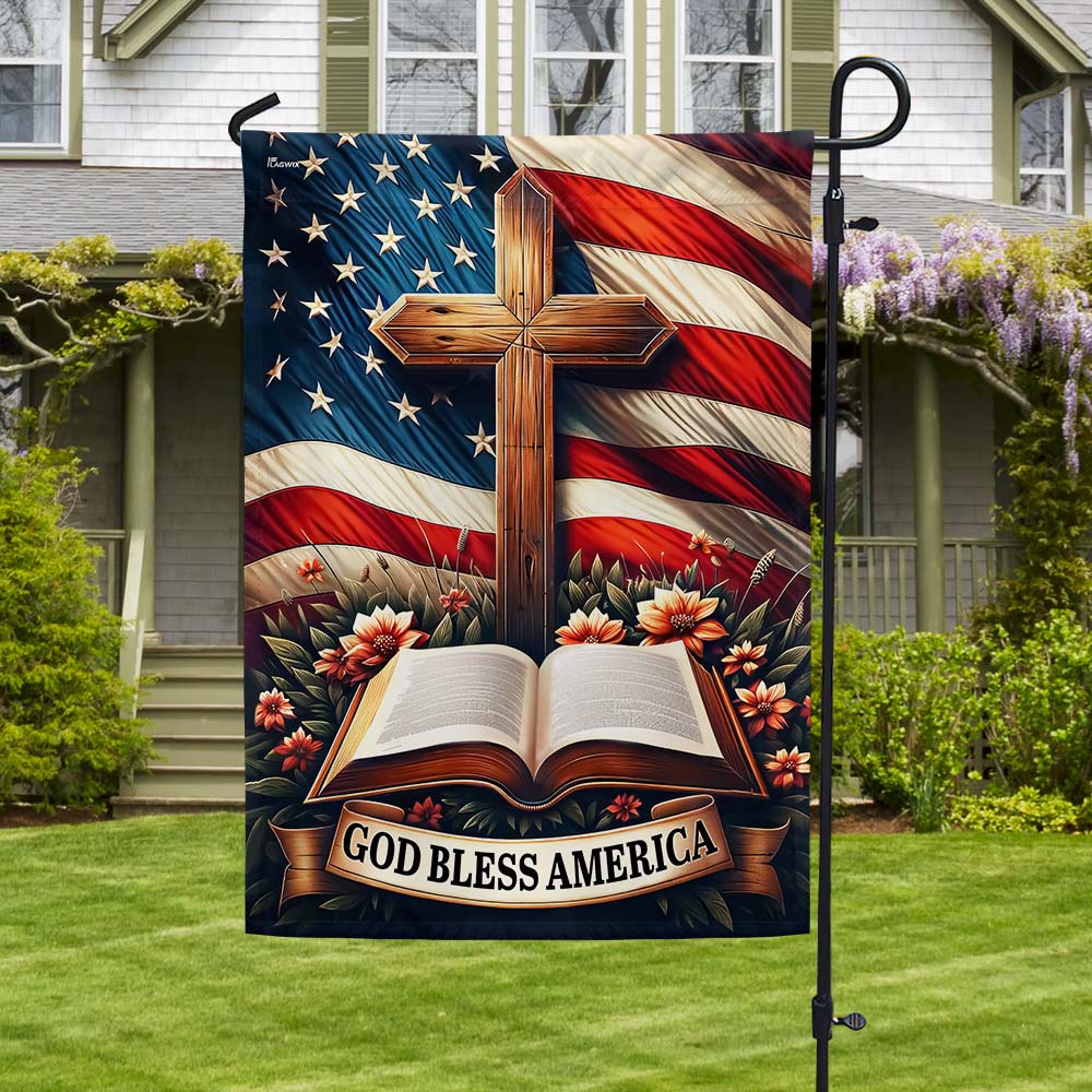 Bimipi God Bless America Christian Cross American Flag