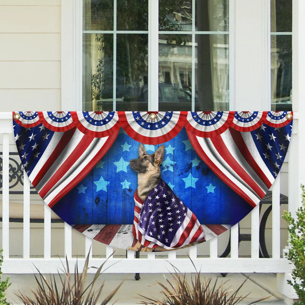 Bimipi American Flag - Patriotic Dog German Shepherd American Non-Pleated Fan Flag Wrapped in Glory