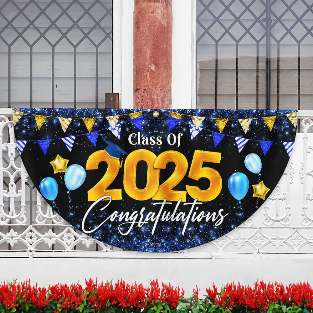 Graduation 2025 Senior Class Of 2025 Non-Pleated Fan Flag
