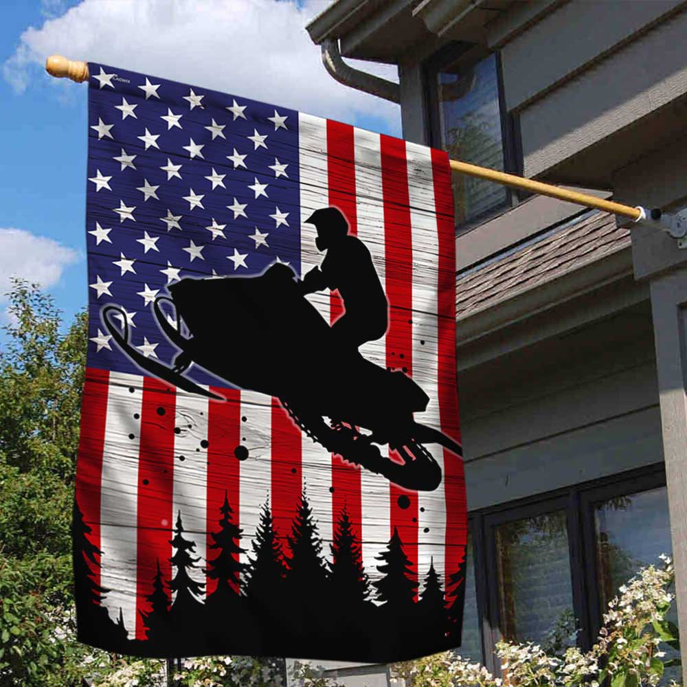 Snowmobile American Flag