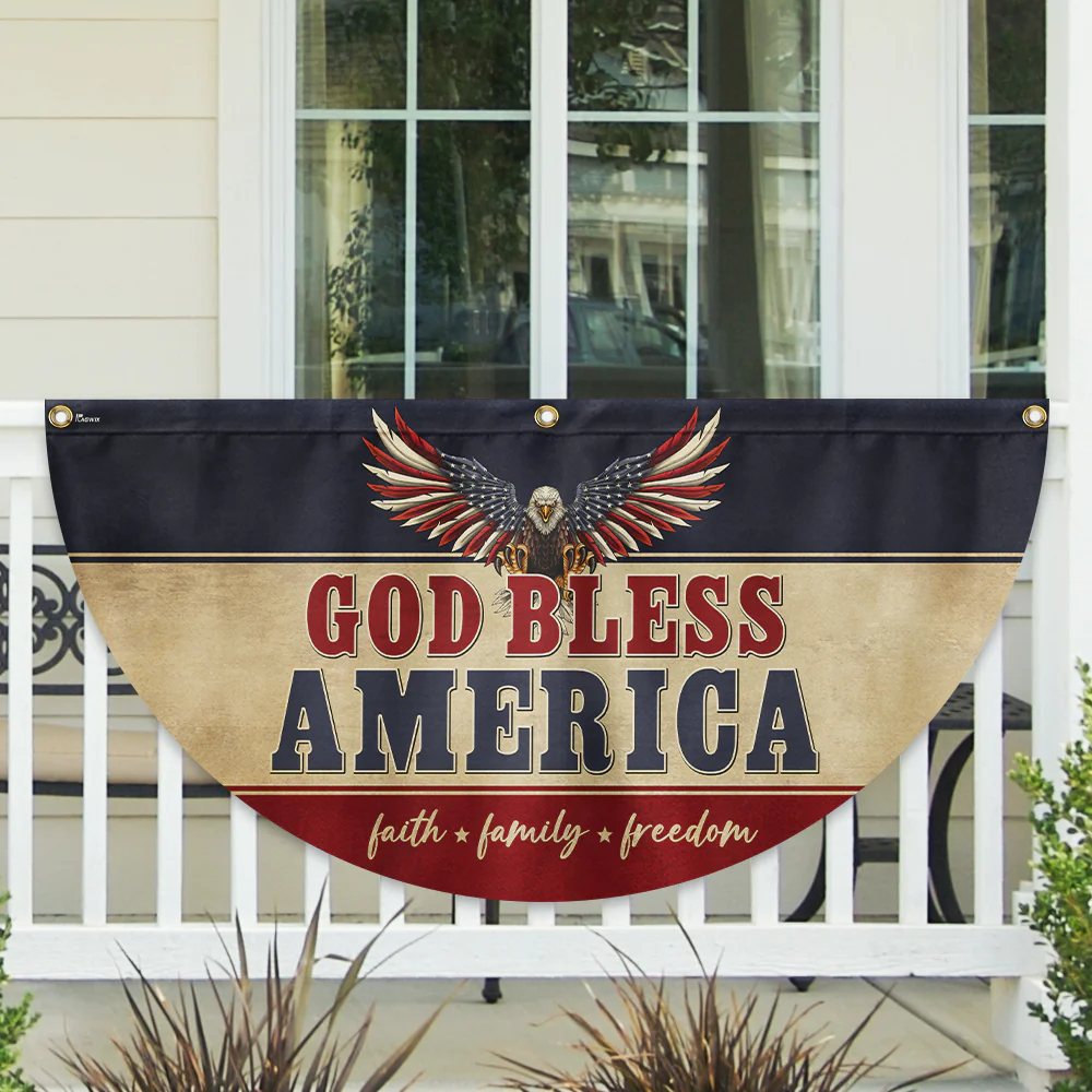 God Bless America Faith Family Freedom Non-Pleated Fan Flag