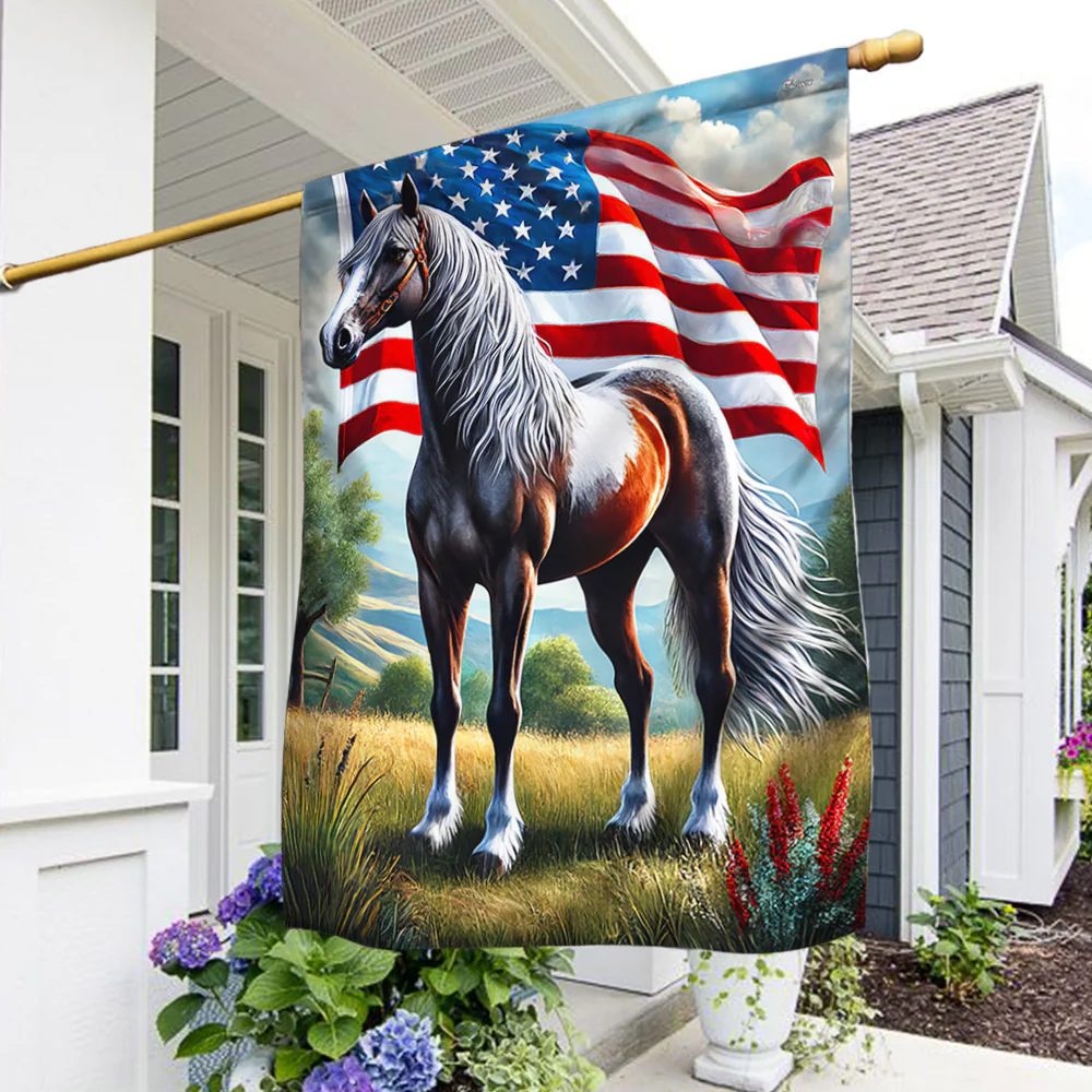 Horse Patriotic American Flag