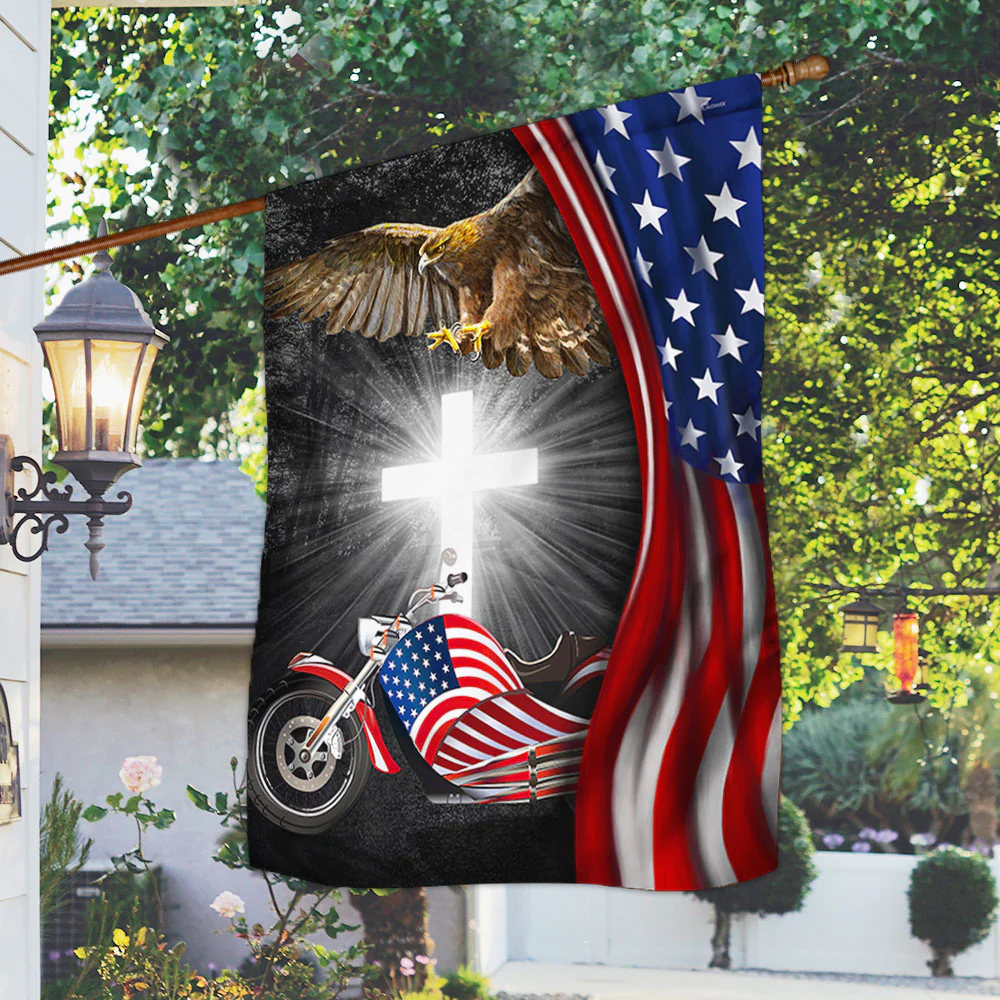 Motorcycle Biker Eagle American Flag