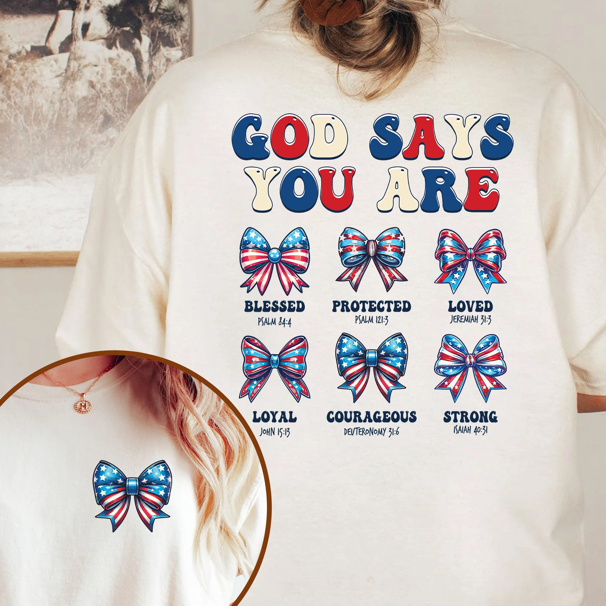 God Says You Are, Baptism Gifts, Happy 4th of july Comfort Colors T-Shirt