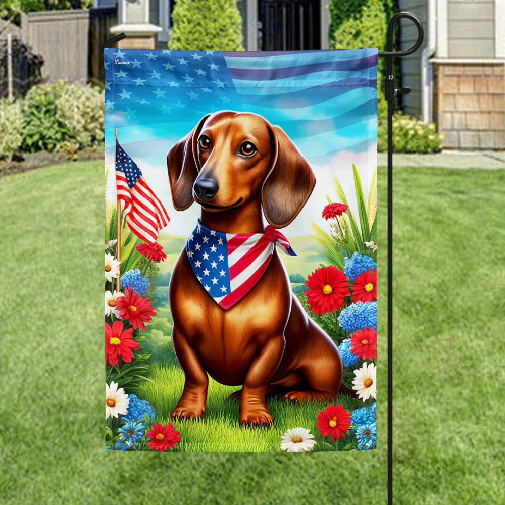Bimipi American Flag - Patriotic Dachshund Wiener Dog 4th Of july Flag Wrapped in Glory