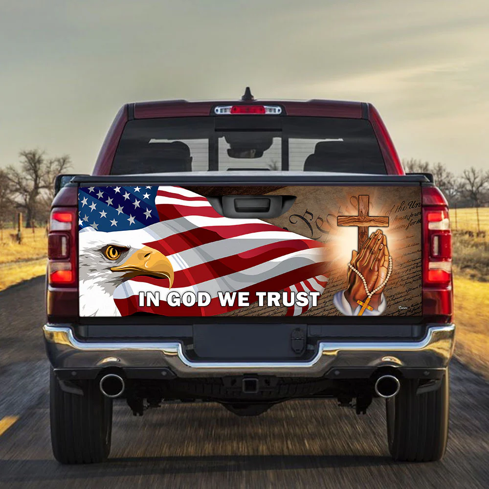 American Eagle In God We Trust Truck Tailgate Decal