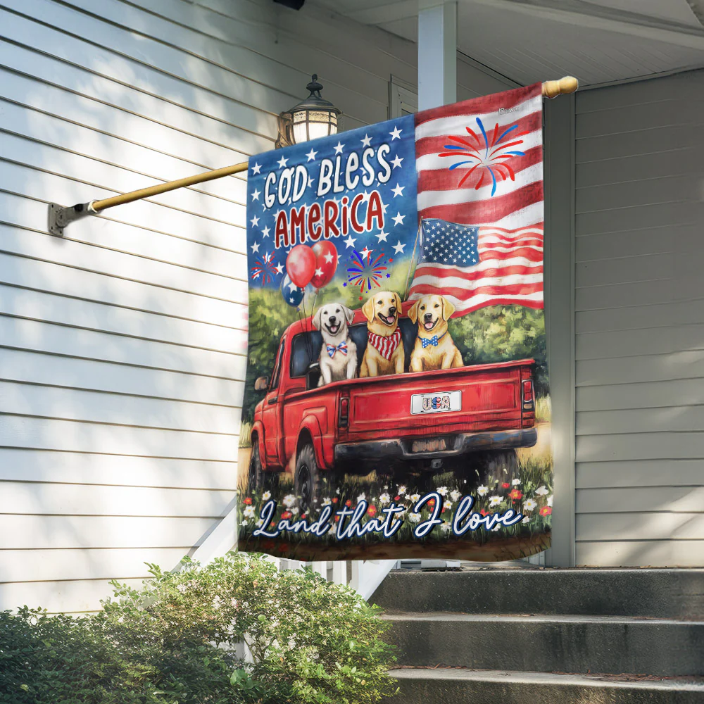 Veterans Day Flag, American Flag - God Bless America Happy 4th july Independence Day Patriot Dog American Flag