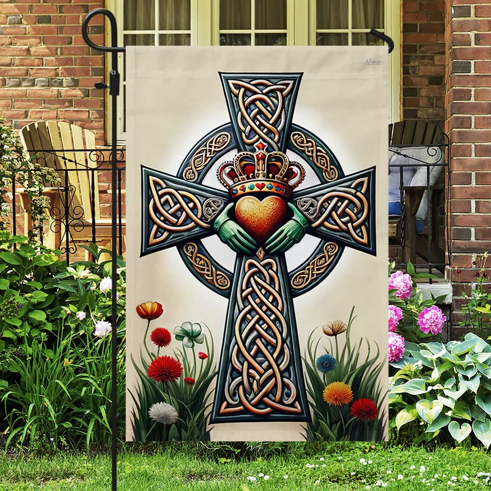 Bimipi  Irish Claddagh Celtic Cross Flag