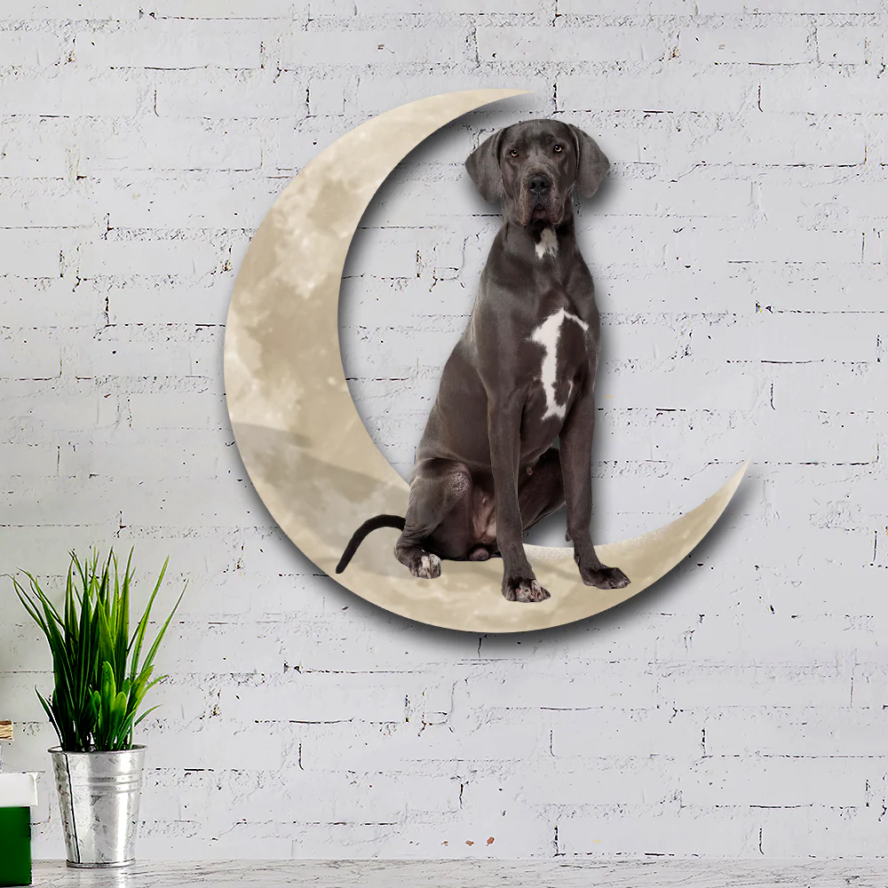 Great Dane Dog And Moon Hanging Metal Sign QNK879MSv34